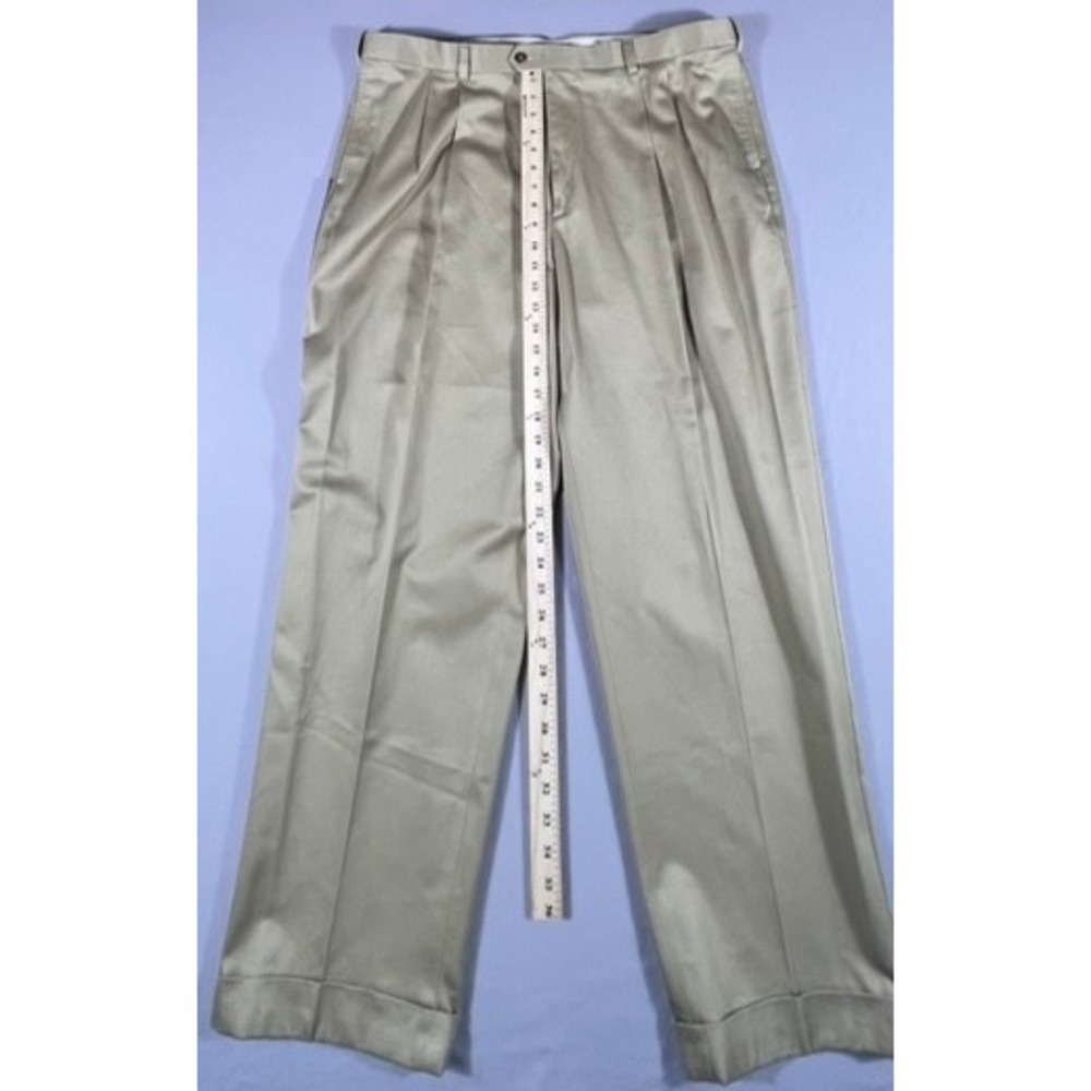 Savane Men's 42x30 Pleated Dress Pants Antelope Tan Wrinkle‎ Free Cotton Cuffed - Picture 10 of 10